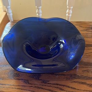 Wavy Blue Glass Bowl